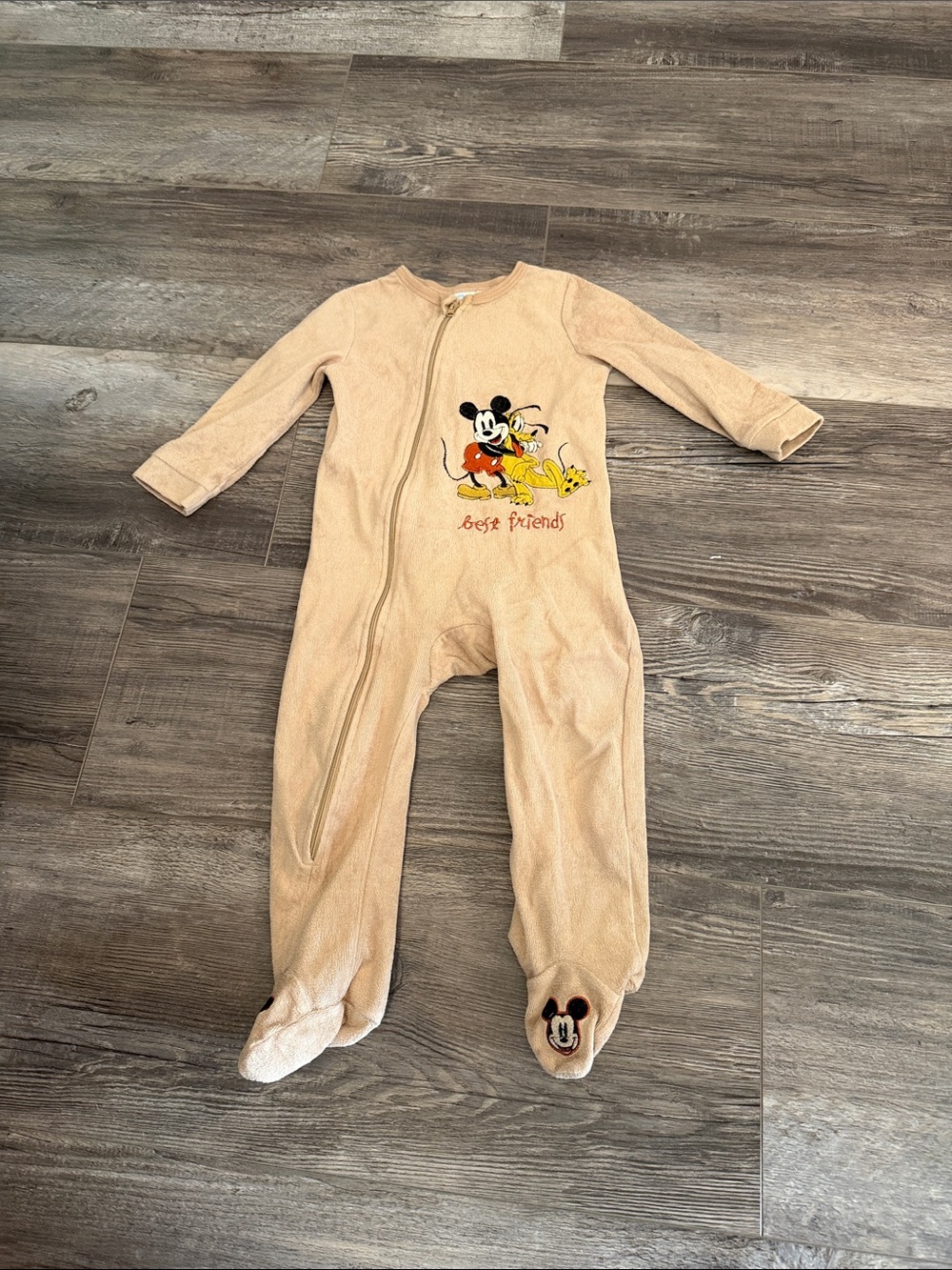 Disney Beige Mickey & Friends Footed One-Piece